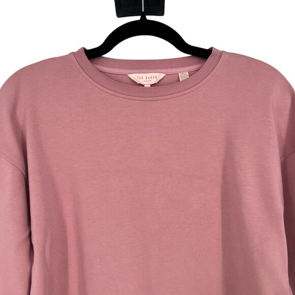Ted Baker London Jordan Striped Dropped-Shoulder Sweatshirt Rose Pink Size 2 XS - Picture 2 of 12
